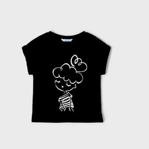Mayoral embossed short sleeve black girl’s tshirt with girl embossing Size 9 NWT